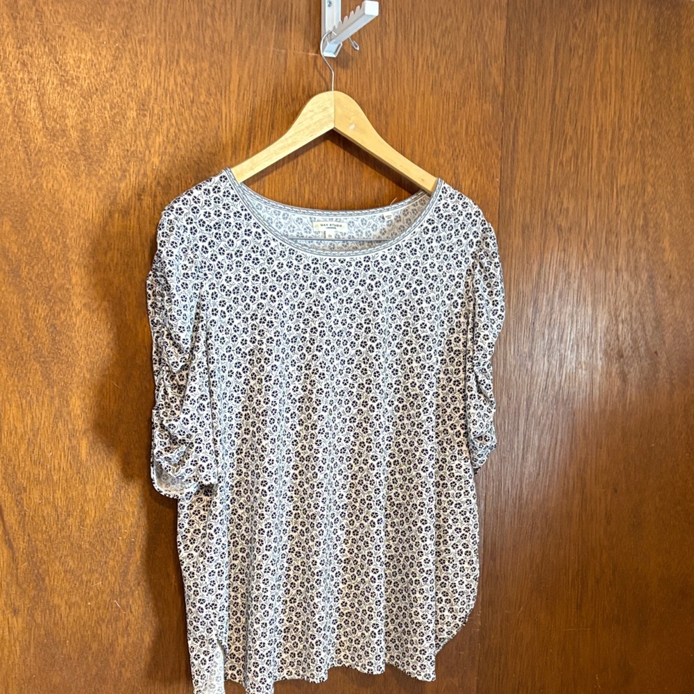 Max Studio Monochrome Patterned Long Sleeve Top